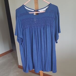 Rewind Royal Blue Crochet Accent Top
